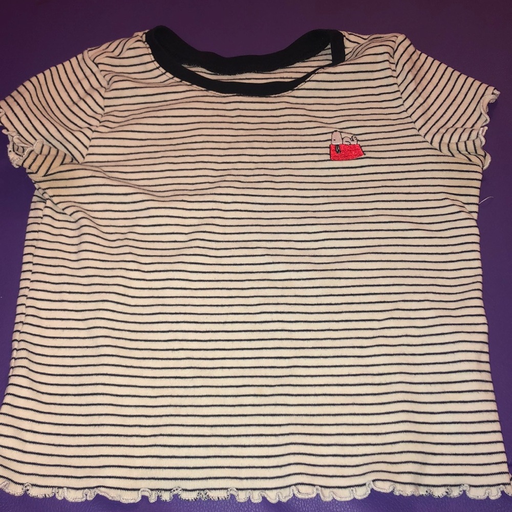 white & black striped cropped top.